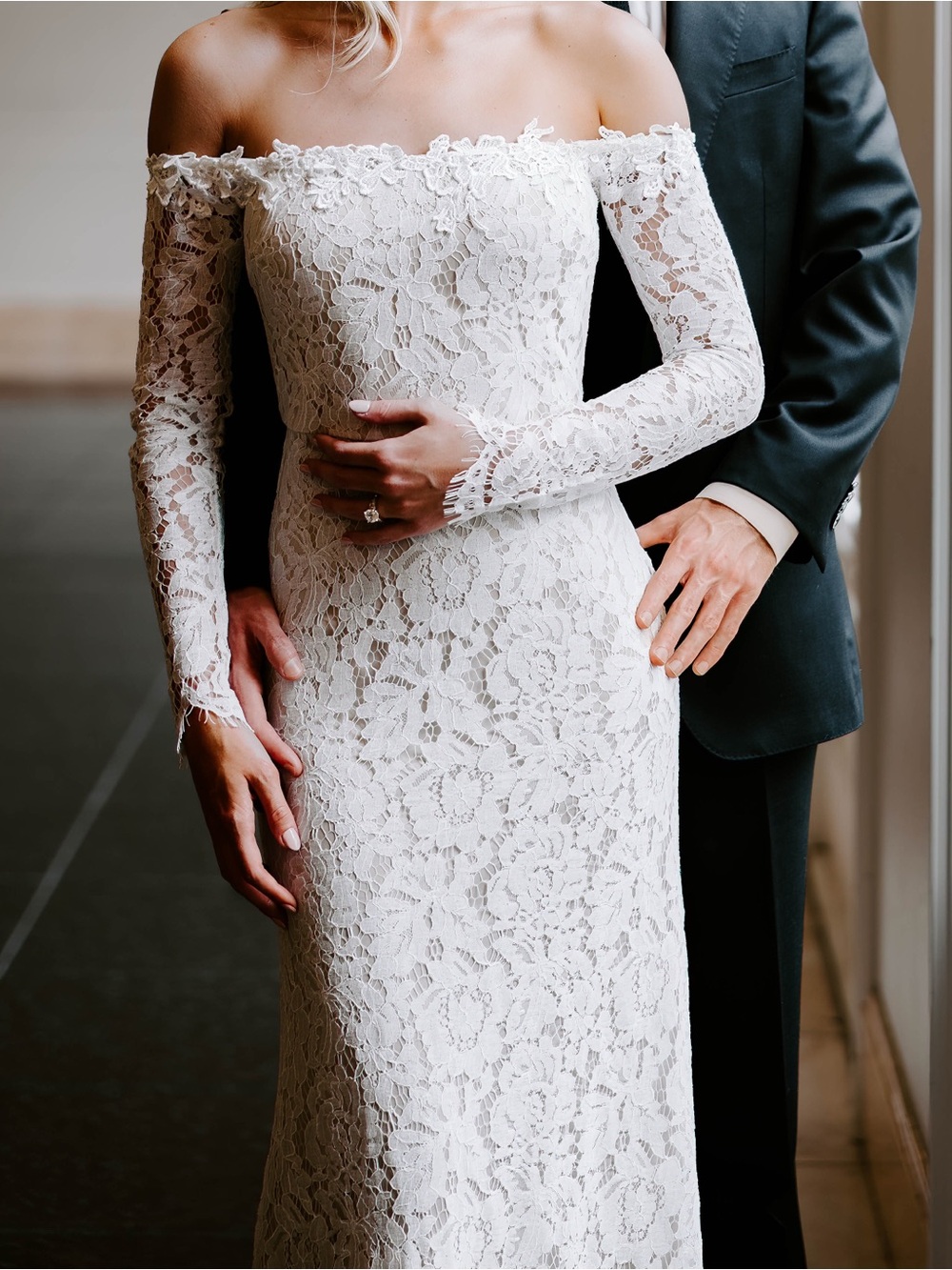 LIKE NEW Lulus Romance Dreamer White Lace Off-Shoulder Maxi Dress - Worn Once - Picture 7 of 10